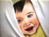 Baby Max, 8x10, Oil Pastel and Fabric, 2006